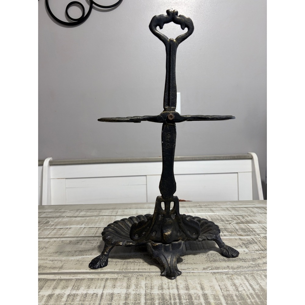 Vintage Cast Iron Royal Brand Umbrella Holder Hand Towel Rack Shell Victorian